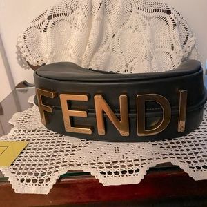 Deal of the day!! FENDI Rudy Half Moon black leather bag